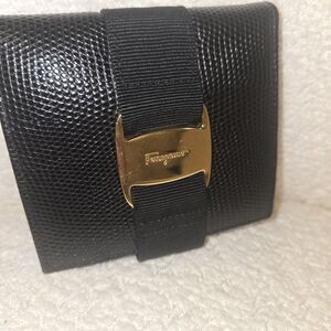 Salvatore Ferragamo Black Wallet with Gold Accent